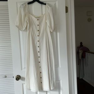 Urban Outfitters white cotton button front maxi dress. Size Small